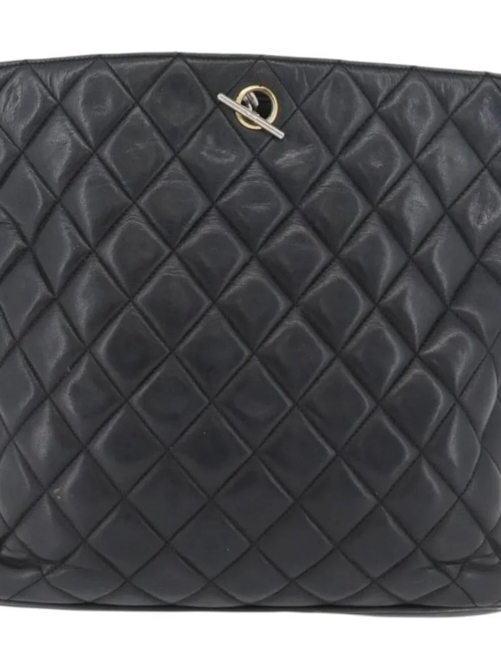 CHANEL Matelasse Chain Shoulder Bag Lamb Skin Black Gold CC Auth ARZ445